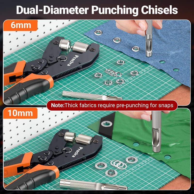 Preciva Grommet Tool Kit of 3/8" and 1/4", Interchangeable Double