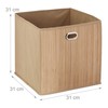 Relaxdays Storage Basket Bamboo Bathroom Basket Square Fabric Shelf Basket