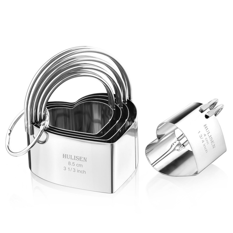 HULISEN Heart Cookie Cutter Set (5 Pieces/Set), Stainless Steel Biscuit