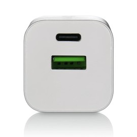 everActive GaN SC-390Q Mains Charger with USB QC3.0 and USB-C PD PPS Connection, Fast Charging, Total Power 30 W, Solid, One-Piece Casing, Model SC-390Q