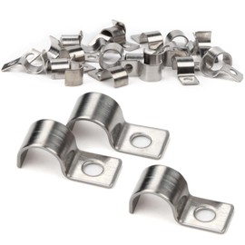 XoeLLe Pack of 50 Mounting Clamps Metal Pipe Clamps High Performance Cable Clips Pipe Fastening Single Hole U Pipe Clamps Stainless Steel Pipe Clamp for Cable Diameter 10-11 mm