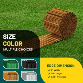 SOCONT Corrugated Metal Garden Edging, 6"×20Ft Durable Landscape Border for Garden, Lawn, Flower Beds and Paver Edging (Rusty)