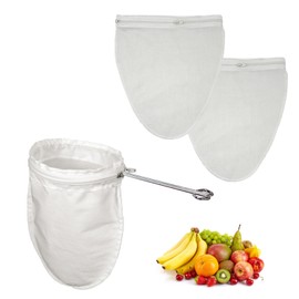 Ultra Fine Mesh Strainer with Stainless Steel Handle, Reusable Food Grade Juice Strainer, Cheesecloth Strainer with Zipper for Nut Milk, Coffee, Butter, Juices and Cheese (Medium)