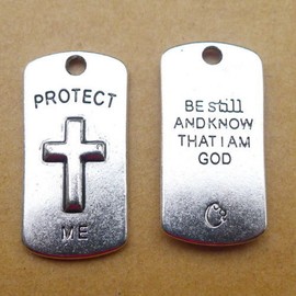 CHRISTIAN SILVER 18" NECKLACE FAITH HOPE SURVIVE PROTECT PENDANT CROSS female men GOD PRAY