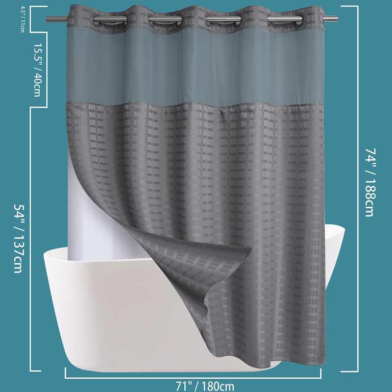 Conbo Mio No Hook Shower Curtain with Snap in Liner