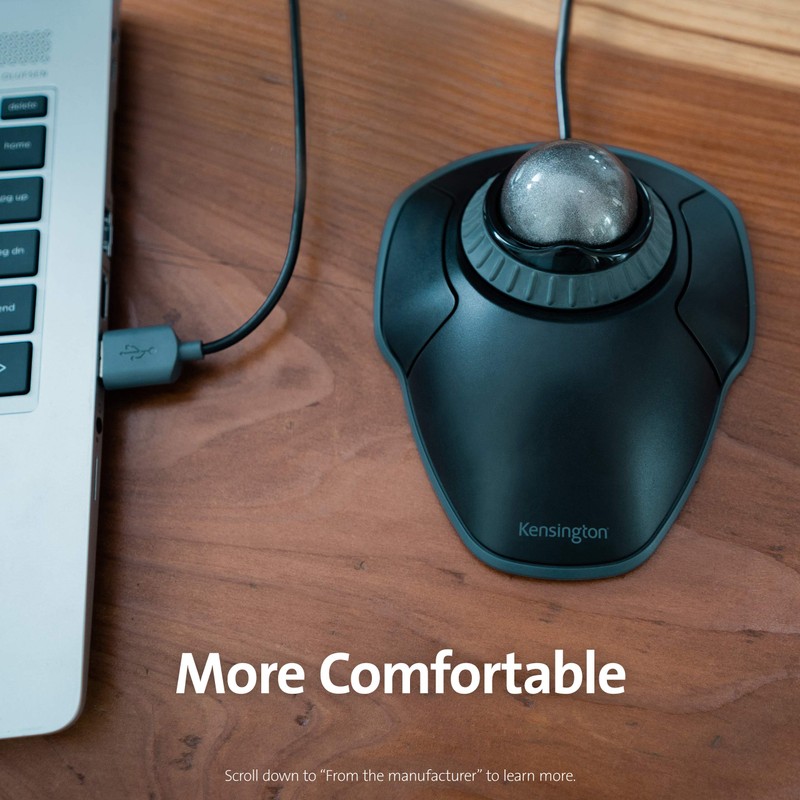 Kensington Orbit Trackball Mouse with Scroll Ring (K75327WW), Black-Grey
