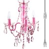 The Original Gypsy 3-Light Plug-in Crystal Swag Chandelier, Pink