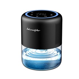 Windangel 44oz(1.3L) Small Dehumidifier for Home, Auto-Off Quiet Portable Dehumidifier with 3 Modes, 10 Color Lights, 4 Timer Settings for Bedroom Bathroom Closet, Black(215 sq.ft)