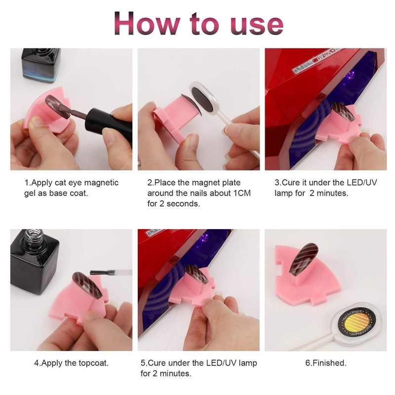Mwoot 6 Piece Nail Magnet Tool, 3D Magnetic Stick for