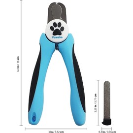 Pet Nail Clipper with Trimmer with Safety Guard to Avoid Over-Cutting Nails & File Compartment, Razor Sharp Blades, Rubber Coated Non Slip Handle for Safe Professional Claw Care Home Grooming