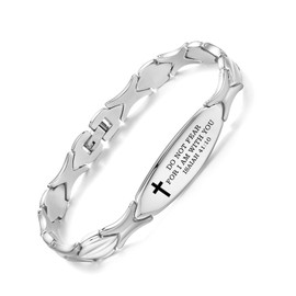 LinnaLove Religious bracelet for Women Bible Verse bracelets Inspirational Faith Christian Jewelry Birthday Gifts for Women (Do Not Fear...-Silver)