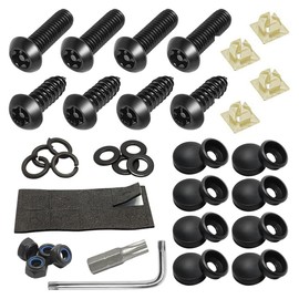 Hsthe Sea Anti Theft License Plate Screws Kit, License Plate M6 Screw Security Fasteners Stainless Steel Fixed Assortment Universal Screw Accessories Theft Resistant Screws Bolts Covers (Black)