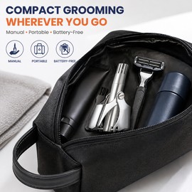 Manual Nose & Ear Hair Trimmer for Grooming – Stainless Steel Washable Design with Cleaning Brush for Travel