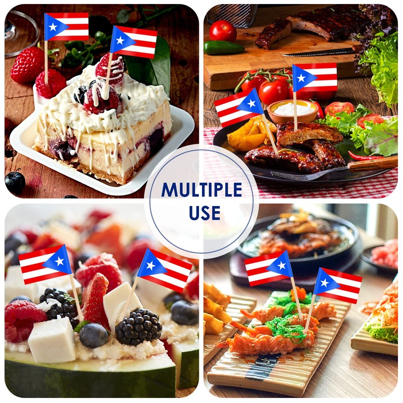 AhfuLife Puerto Rico Flag Toothpick, 200 Pcs Small Tiny Puerto