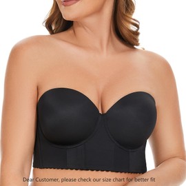 SEA BBOT Seamless Strapless Bra for Women Longline Underwire Full Coverage Shapewear Bras Black2 34D