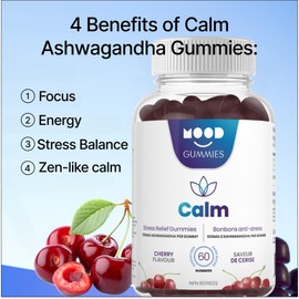 Mood Gummies Mood Gummies Calm - 3000mg Sugar Free Ashwagandha Gummies - Maximum Strength Stress Support Gummies - Better Mood, Decreased Brain Fog, Calming Effect - Potent Stress Support Supplement - Plant-Based, Non-GMO - 2 Month Supply