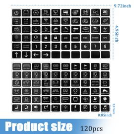 120PCS Car Stickers and Decals,Self-Adhesive Car Button Stickers with Graphic & Text for Quick Location of Buttons,Universal Cars Accessories Switch Sticker for Most Boats Cars