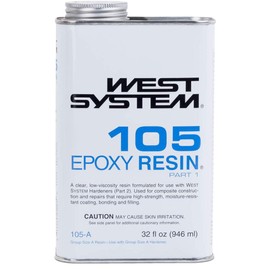 West System 105A Epoxy Resin (32 fl oz) Bundle with 206A Slow Epoxy Hardener (7 fl oz) and 300 Mini Pumps Epoxy Metering 3-Pack Pump Set (3 Items) Pale Yellow, 206A-BUNDLE