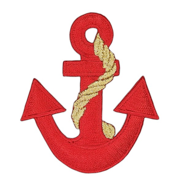 Anchor Red Gold Iron-On or Sew-On Patch for Clothes Embroidered