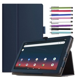 Epicgadget Case for Onn 10.1 Inch Tablet Gen 3 Released in 2022 (Model:100071485) - Slim Lightweight Folio PU Leather Folding Stand Cover Case + 1 Random Stylus (Navy Blue)