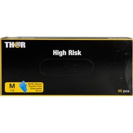 ABENA Thor Blue Nitrile Gloves | Size L | Pack of 50 | High Protection Comfortable Disposable Gloves | Suitable for Cooking, Cleaning and More | Latex Free Gloves | Mechanic Gloves
