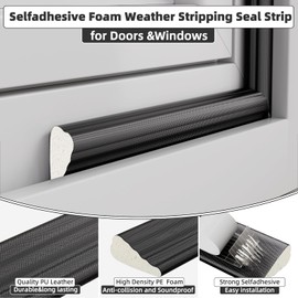 Guardapolvo y Protector para Puerta,Burletes de Cuña Puertas Ventanas,Tiras Sellado Alta Densidad,Burlete Autoadhesivo para Ventanas y Puertas,A Prueba de Insectos,A Prueba de Sonido (Negro, 5M)