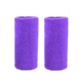 WIRUN 6 inch Wrist Sweatbands Sports Wristband Cotton Sweat Band Armbands for Men and Women Tennis, Basketball, Running, Gym, Working Out (1 Pair) (Purple)