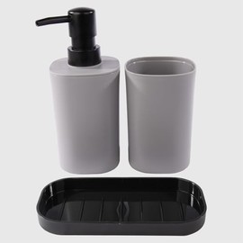 La Briantina Set Bagno in 3 Pezzi – Dispenser Sapone, Bicchiere Portaspazzolini e Portasapone – Design Minimal, Elegante e Versatile – 15x7,5x17,5 cm