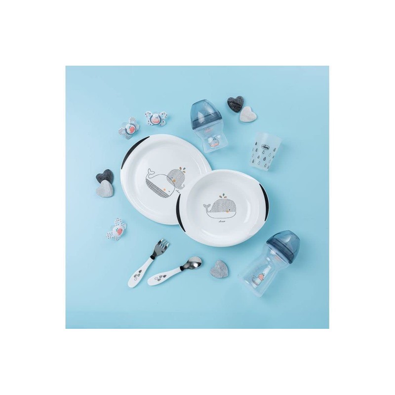 Chicco Set de Comida Black&White Ballena Edición Limitada para Bebés