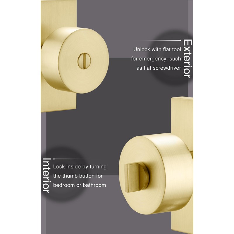 goldenwarm Gold Door Knobs Interior, Zinc-Alloy Heavy Duty Privacy Interior