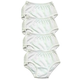 B-One Kids Baby Girls 100% Cotton Diaper Cover Bloomers 4 Pack (Size 6, White)