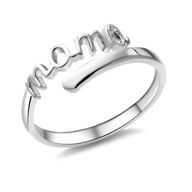 Adjustable Silver Plated Mum Ring for Women - Mothers Day Jewelry Gift, Minimalist Thumb Ring for Mothers