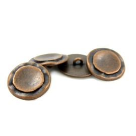Bezelry 12 Pieces Rustic Circles Metal Shank Buttons 23mm (7/8 inch) (Antique Copper)