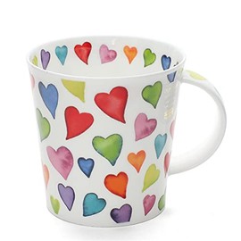 Dunoon, "Bone China"-Porzellan-Tasse, "Herz"-Design, Rauchquarz