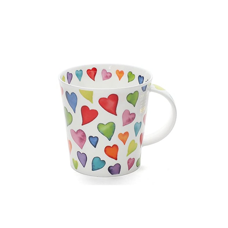 Dunoon, "Bone China"-Porzellan-Tasse, "Herz"-Design, Rauchquarz