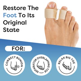 Big Toe separator,Bunion Toe Separators for Overlapping Toes Women Men, Gel Toe Spacers Bunion Corrector with 2 Loops for feet. (Beige, M: WOMEN 8.5-10 /MEN 7-9)
