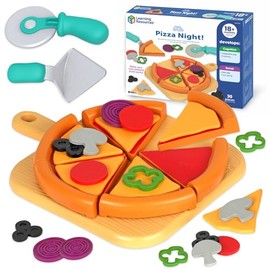 Learning Resources New Sprouts Pizza Night - Play Food Sets for Kids Kitchen, Toddler Pretend Play Food Set, Preschool Toy Pizza, Fine Motor Skills, Kitchen Playset Accessories for Kids