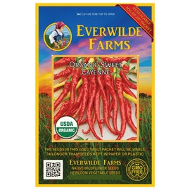 Everwilde Farms - 20 Organic Sweet Cayenne Hot Pepper Seeds - Gold Vault Packet