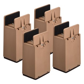 uxcell 4 inch Bed Risers with Adjustable Screw Clamp, 4Pcs Furniture Risers for Bed, Desk, Sofa, Table, Fit for Furniture Thickness 0.39-1.45", Supports 5000 Pounds, Brown