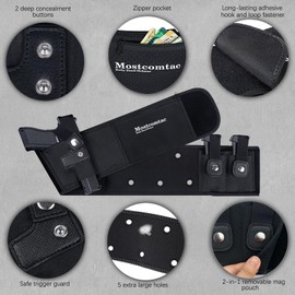 Mostcomtac Belly Band Holster for Concealed Carry, Gun Holster for Men Women, Breathable Concealed Carry Holster Fits Glock 19 17 42 43 43x, Ruger Lcp 380, Taurus for Most Pistols and Revolvers