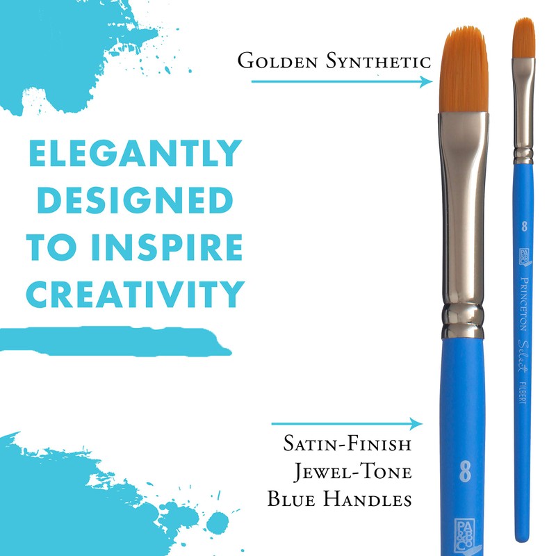 Princeton 3750FB-8 Select Artiste Filbert Paintbrush, Synthetic, Size 8, Multicolor