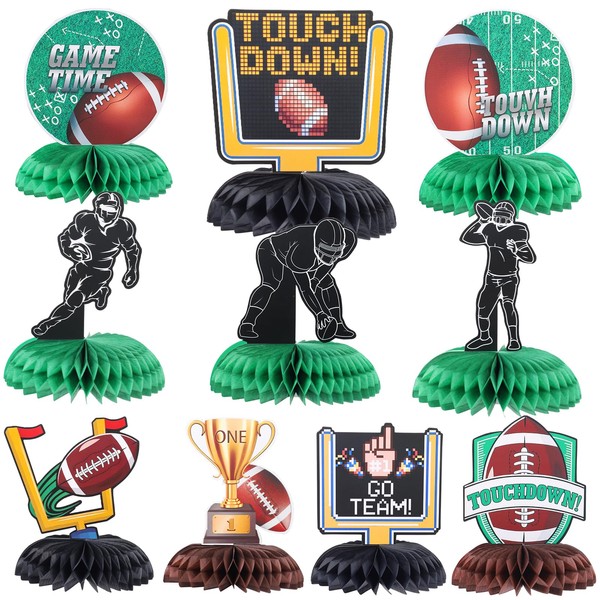 10pcs Rugby Party Centerpieces for Table, American Football Honeycomb Rugby Table Decorations Party Table Toppers for American Football Themed Birthday Parties Gameday Celebration Supplies