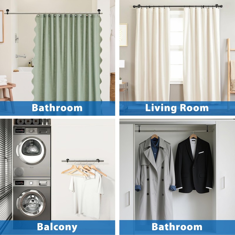 Mooche 4PCS Ceiling Curtain Rod Holder, Adjustable for 1" -