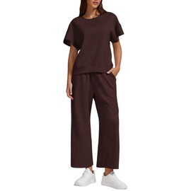 ZFLM sports two-piece set, fashionable and casual women's travel set, summer short sleeved loose pants S-2XL