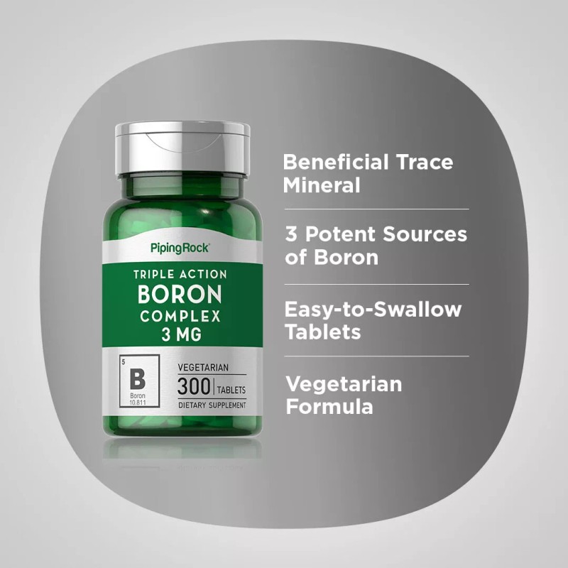 Piping Rock Boron Supplement | 3mg | 300 Tablets |