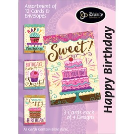 Happy Birthday Cakes Cupcakes Party Pink 7 x 5 Paper Boxed Greeting Cards
