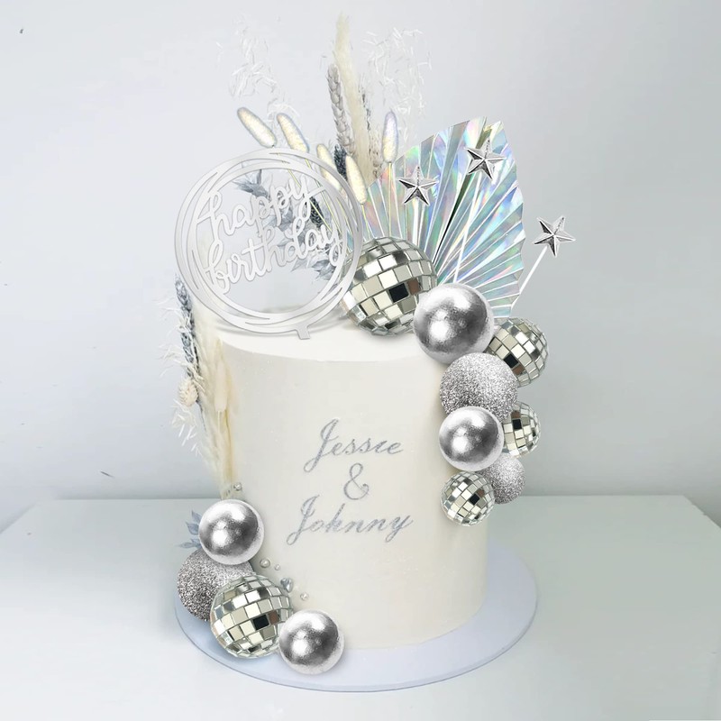 Bolas de discoteca para decoración de tartas, decoración bohemia con