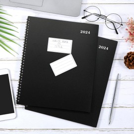 2024 Monthly Planner/Calendar - Monthly Planner 2024, Jan. 2024 - Dec. 2024, 12-Month Planner with Tabs & Pocket & Label, Contacts and Passwords, 8.5" x 11", Thick Paper, Twin-Wire Binding - Black by Artfan