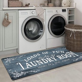 Lansny Laundry Room Rug Runner 24"x60" Non Slip Waterproof Laundry Mats for Laundry Room Decor Washable Floor Farmhouse Laundry Rug for Mudroom Washroom Bathroom, Teal