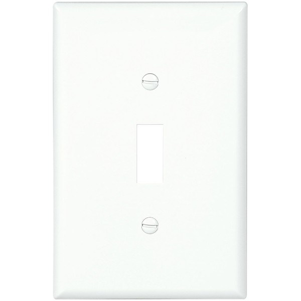 Eaton PJ1W Mid-Size Polycarbonate 1-Gang Toggle Switch Wallplate, White